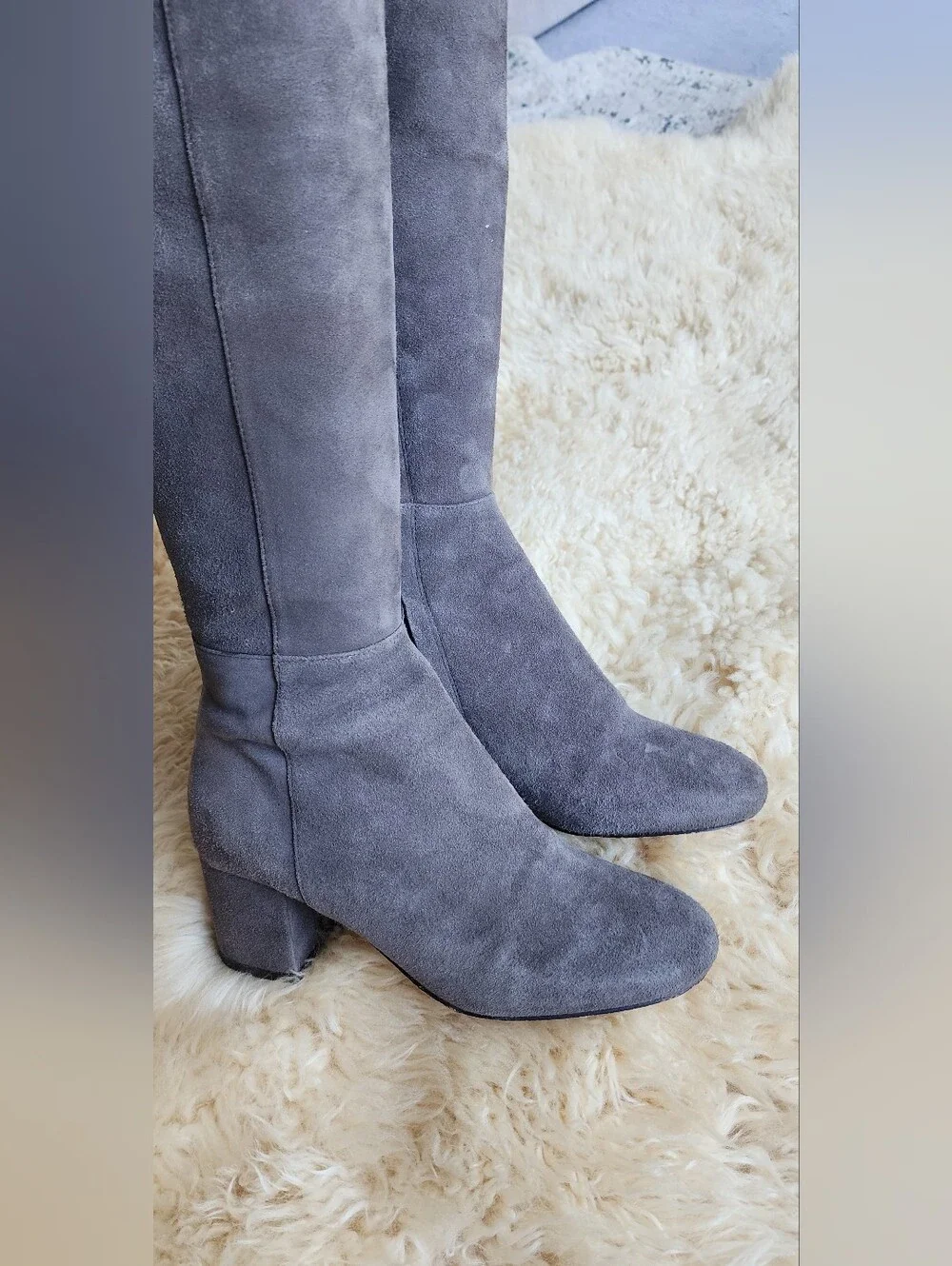 H by Halston Gray Suede Over-the-Knee Block Heel Boots